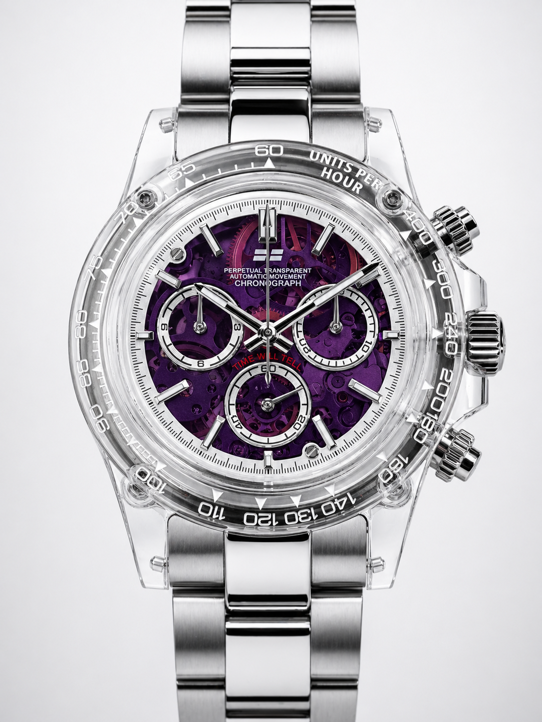 TIME WILL TELL Transparent Chronograph